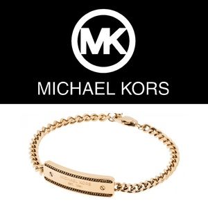 NWT Michael Kors gold bracelet with logo plaque